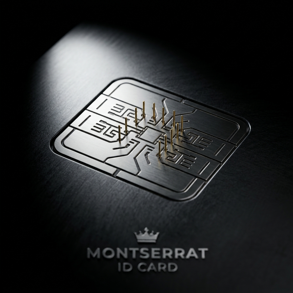 Macro-scale render of the secure EMV chip embedded in the titanium card surface